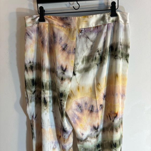 ZARA Sz L Tie Dye Trousers Flare Satin Slinky Flowy Hippie Festival Vibes NEW - Picture 8 of 11